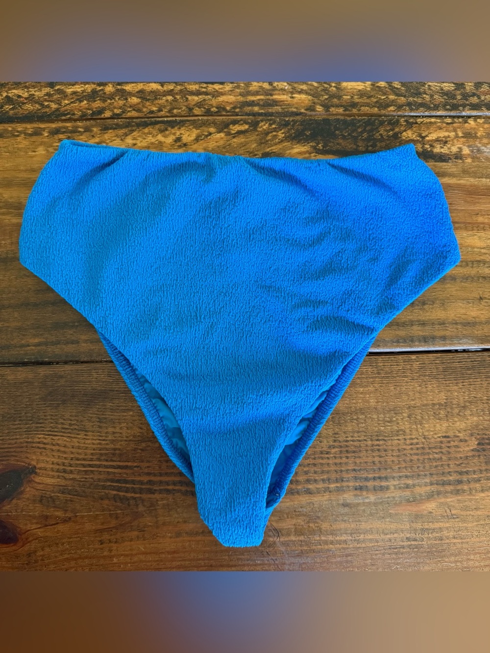 Vix Paula Hermanny Firenze  Bikini Bottom Blue Textured Cheeky Small Mid Rise